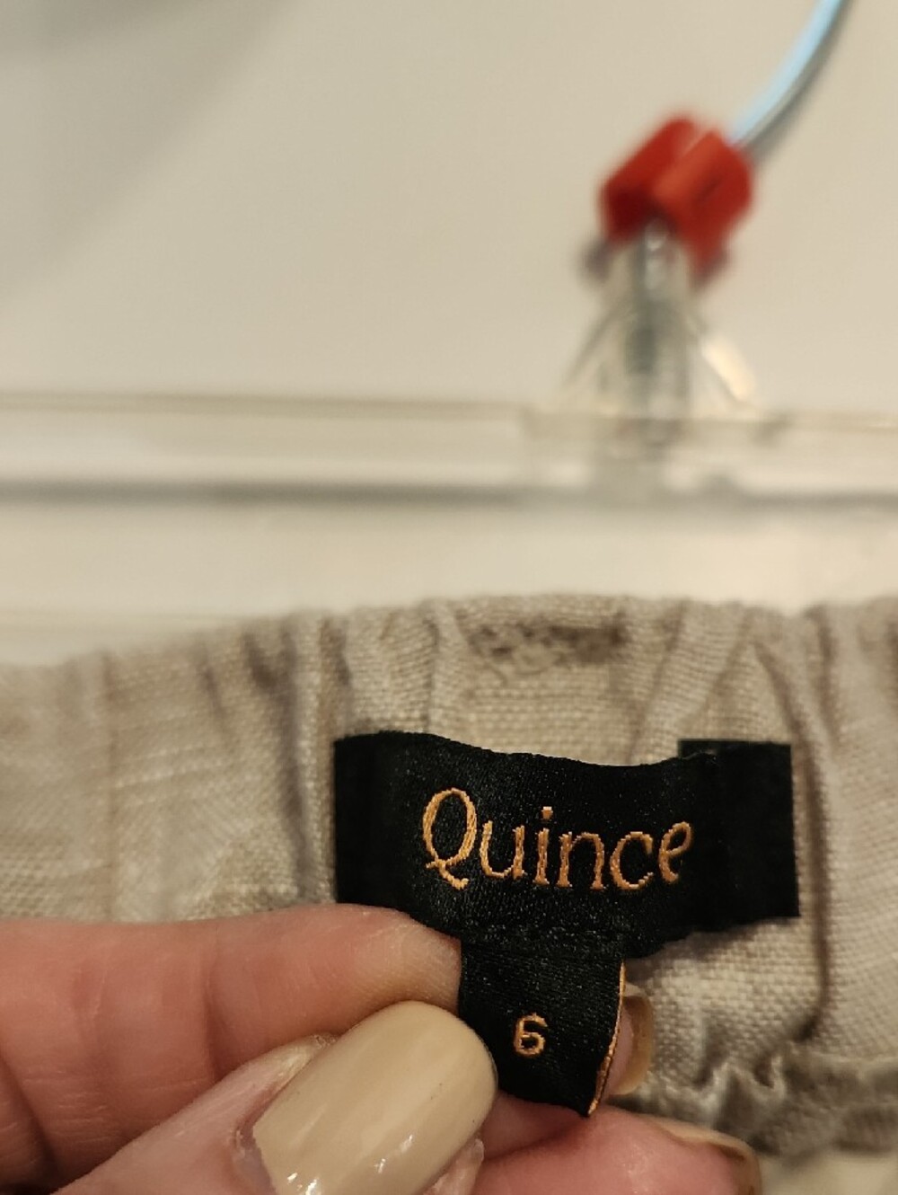 Quince Beige 100% Linen Waistband Trousers - Picture 2 of 5